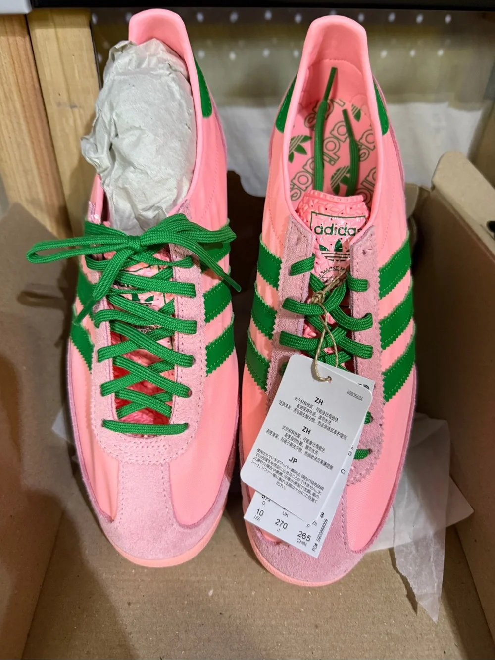 adidas Pink and Green Retro Trainer Sneakers - Picture 1 of 1